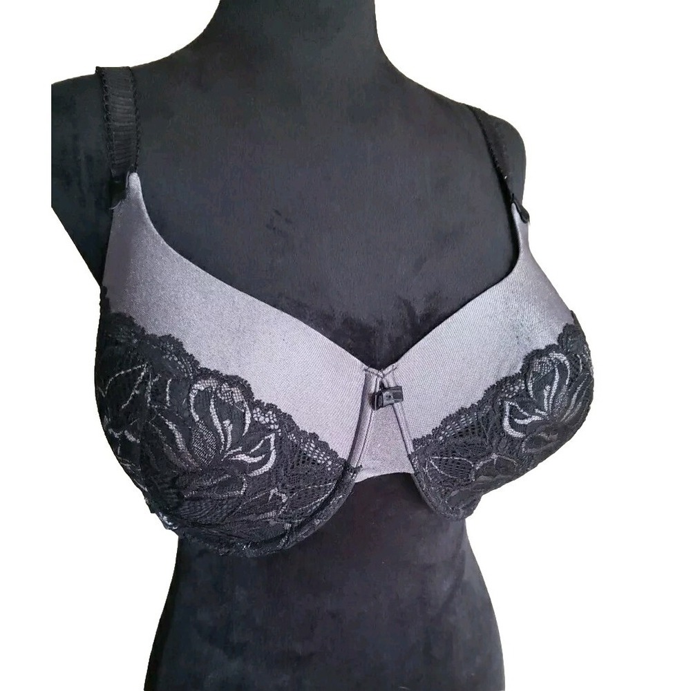 Sz 42 C Bali Women Desire Lace Foam Underwire T-Shirt Bra Style 6542 Black &Gray